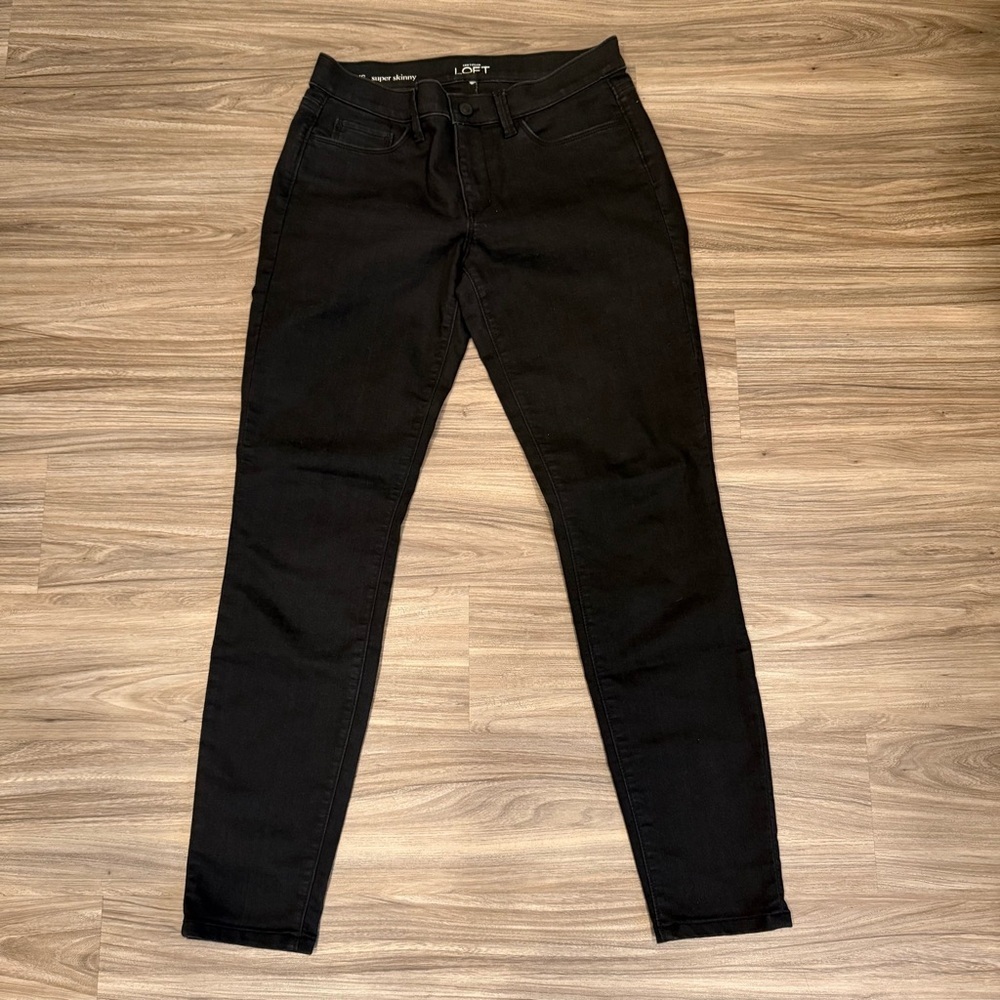 LOFT Black Skinny Jeans Women’s Size 28 Mid Rise Stretch Denim